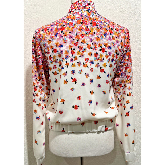 Robert Graham Floral Zip Jacket Womens Sz S/M White Spring Blossom Silk Lining - Picture 2 of 9